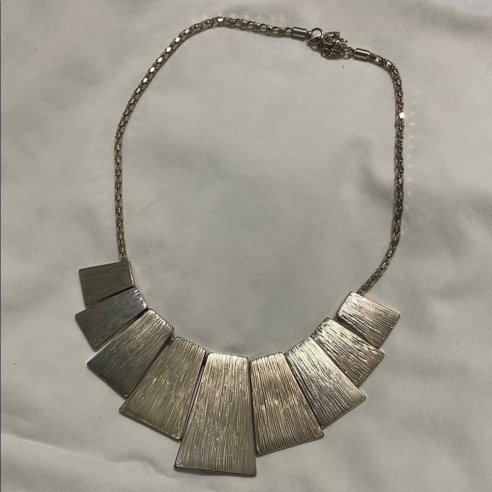 Silver Fan Design Statement Necklace